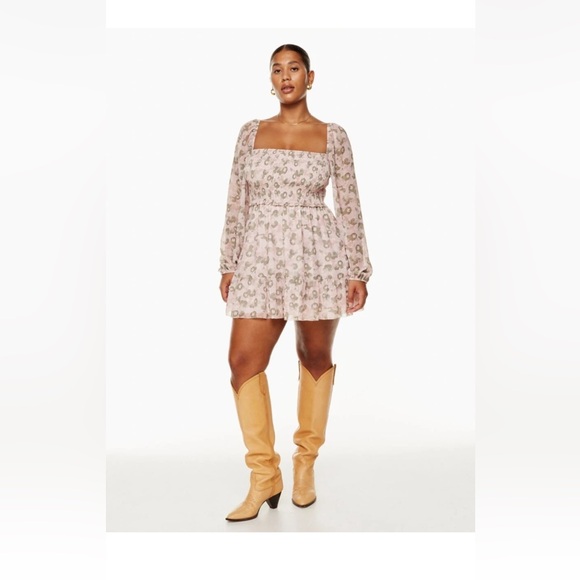 Wilfred Dresses & Skirts - Aritzia Wilfred Tempest Mini Dress Smocked chiffon mini dress Size L
